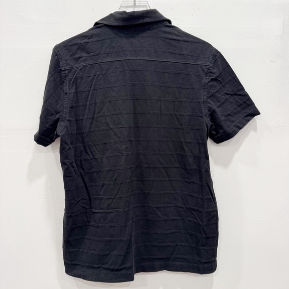 Banana Republic Black Button Down Short Sleeve Polo Shirt Cotton Medium - Picture 2 of 6
